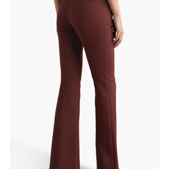 Veronica Beard Azariah Stretch Crepe Flare-Leg High-Rise Trousers Pants 6 Maroon - Picture 2 of 13